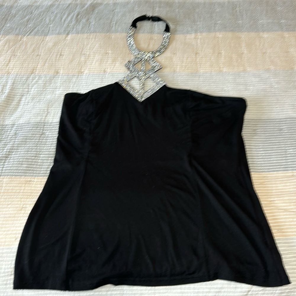 SHEIN black evening top with rhinestones